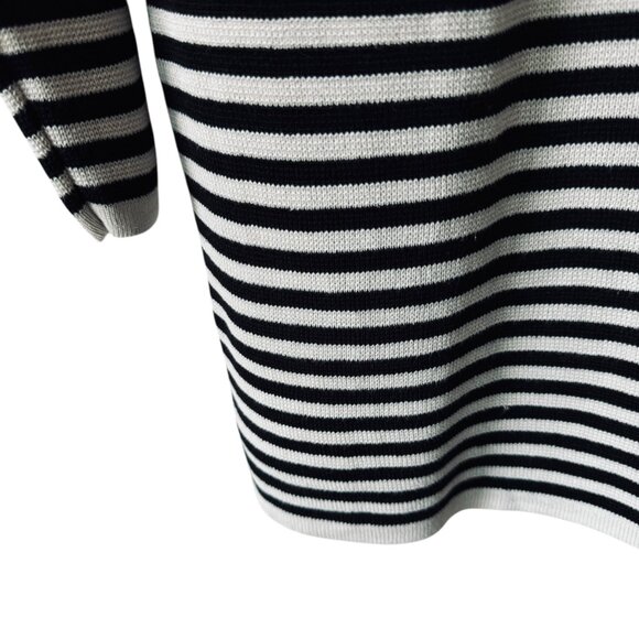 Eileen Fisher Organic Silk Black White Striped Sweater Top Size Small Nautical - Picture 12 of 14